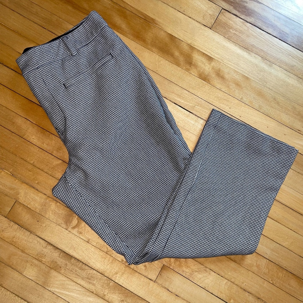 MAEVE Anthropologie Essential Ankle Kick Flare Pant Micro Print Houndstooth 12